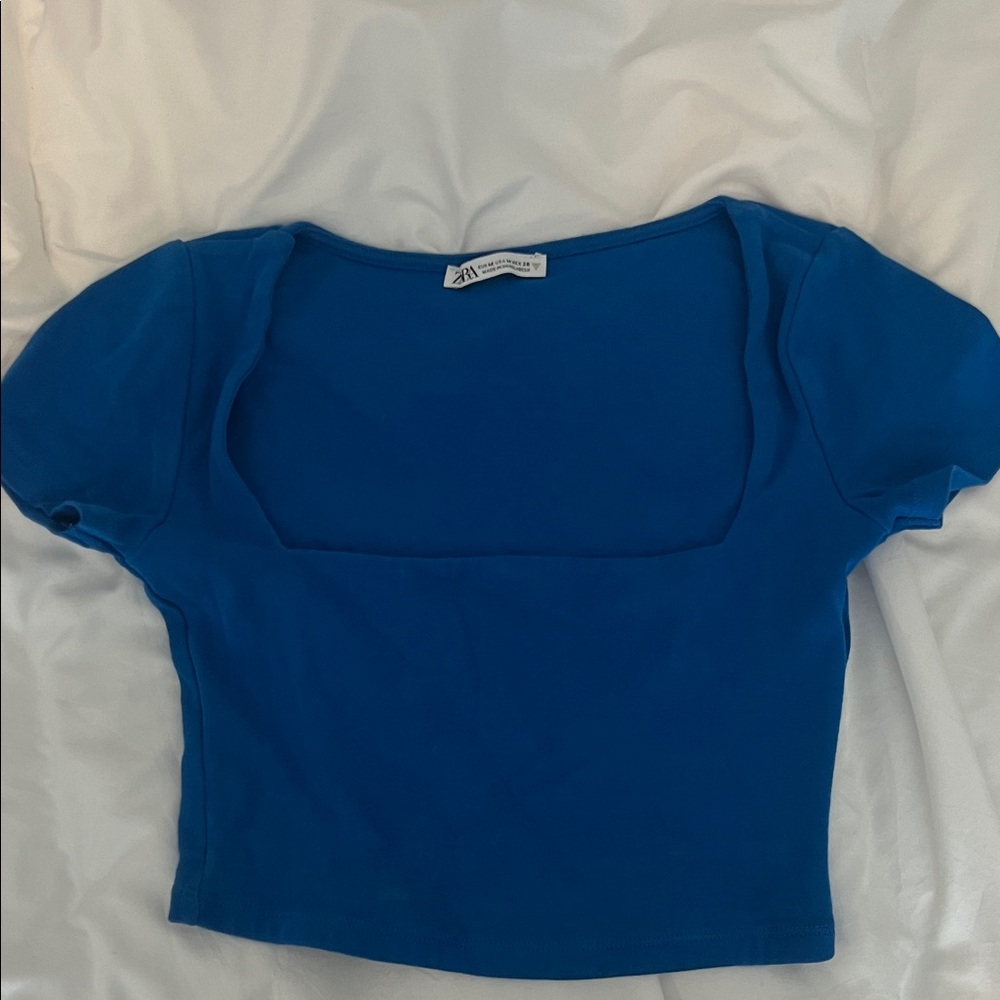 Zara Royal Blue Square Neck Blouse